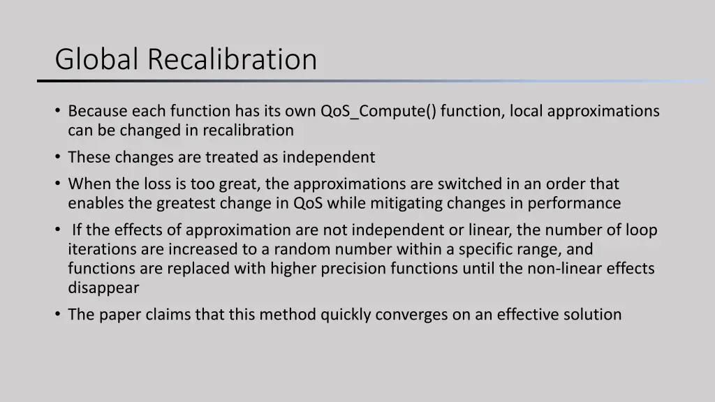 global recalibration