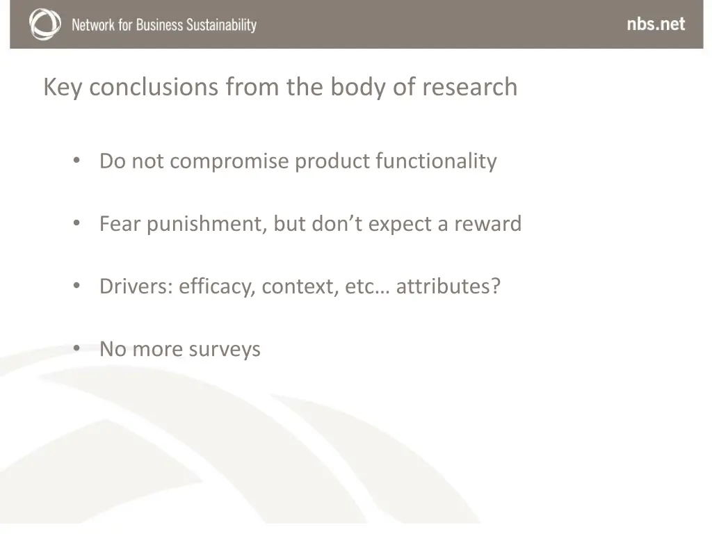 key conclusions from the body of research