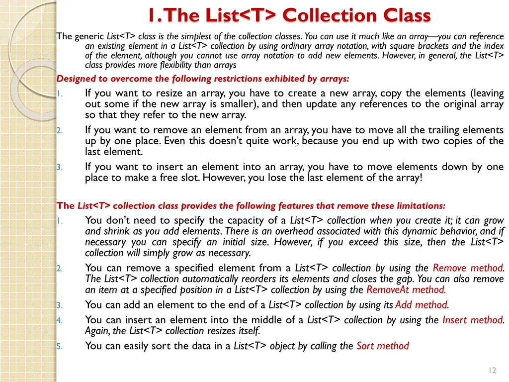 1 the list t collection class the generic list