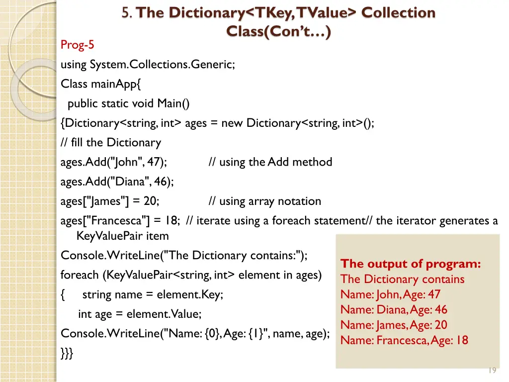 5 the dictionary tkey tvalue collection class 1