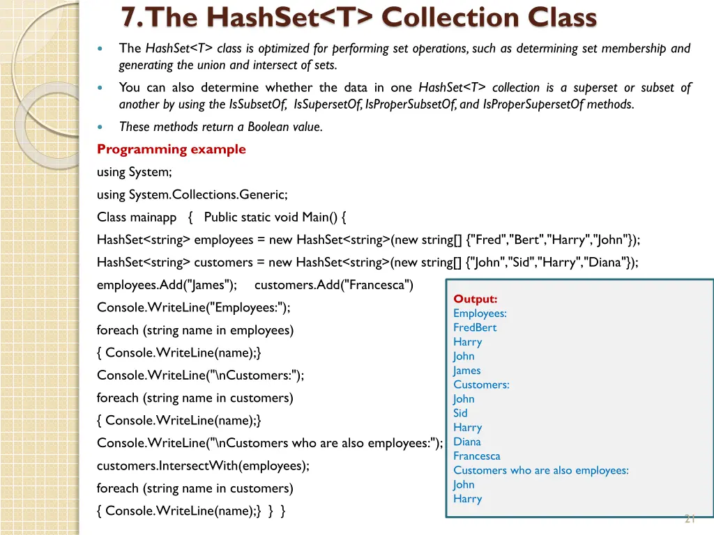 7 the hashset t collection class the hashset