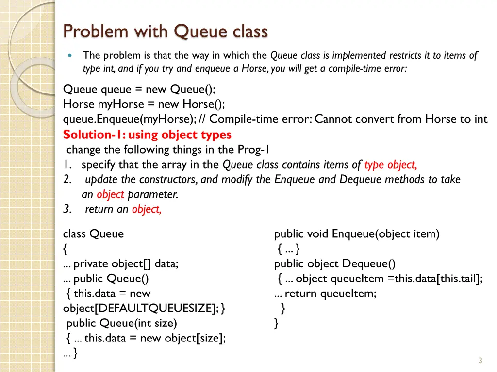 problem with queue class