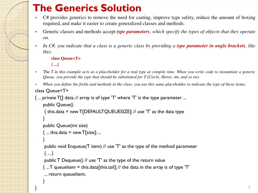 the generics solution c provides generics