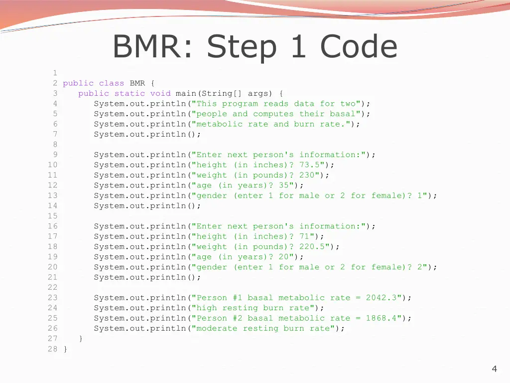 bmr step 1 code