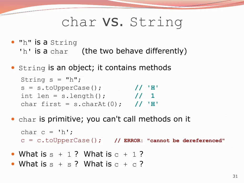 char vs string