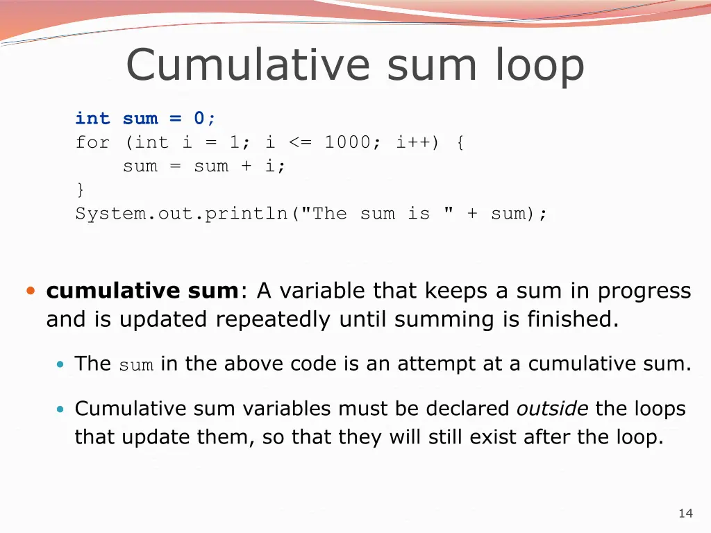 cumulative sum loop