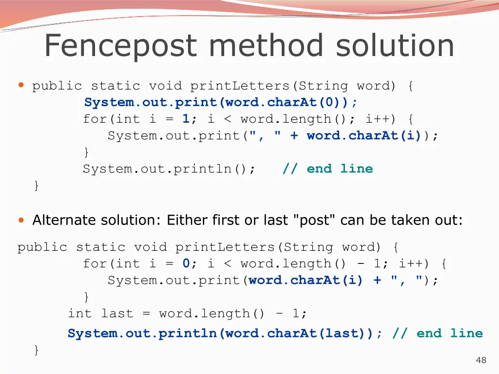 fencepost method solution