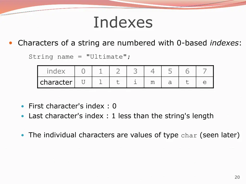 indexes