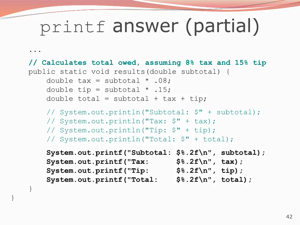 printf answer partial