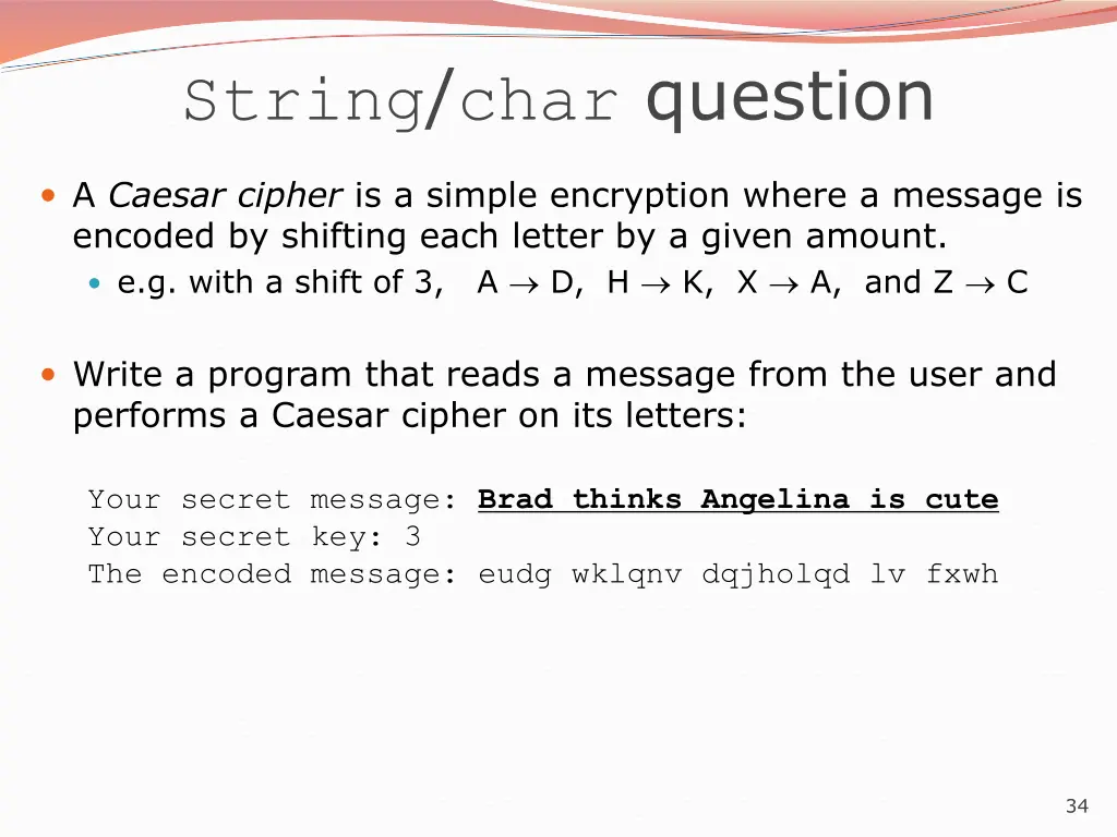 string char question