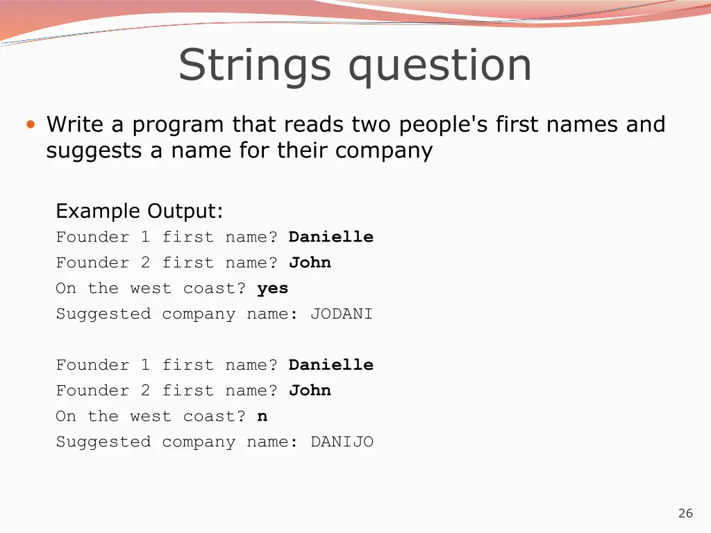 strings question