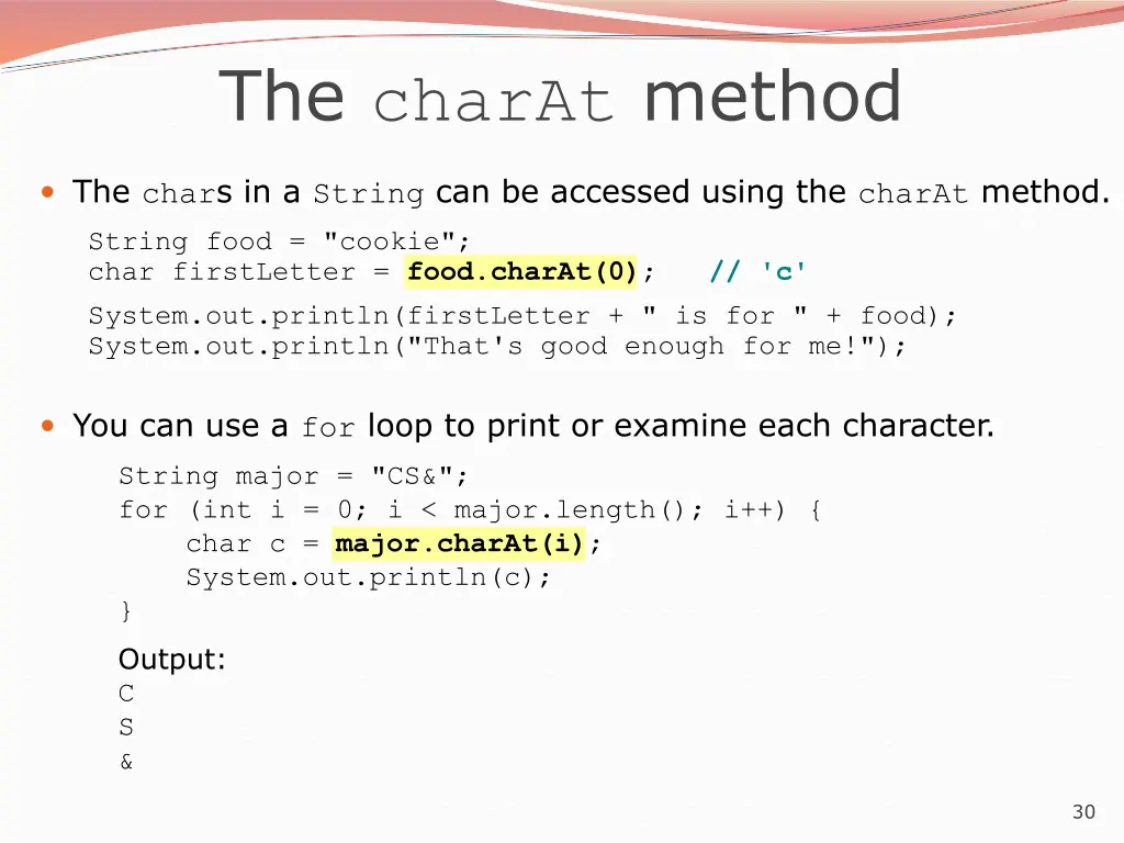 the charat method