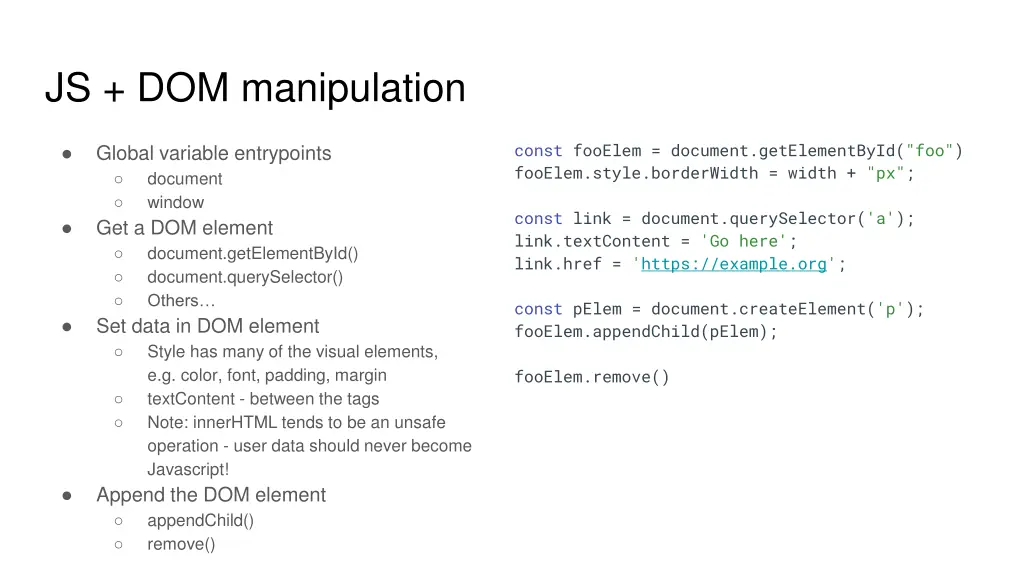 js dom manipulation