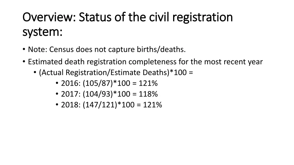 overview status of the civil registration 1