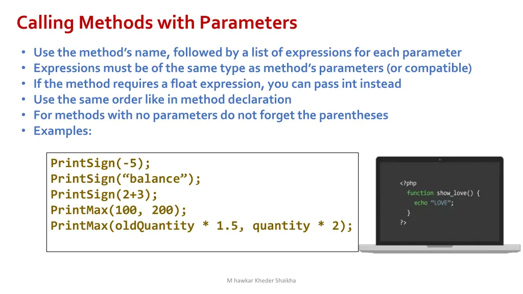 calling methods with parameters