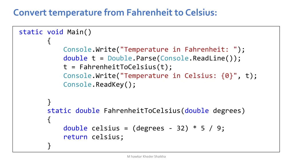 convert temperature from fahrenheit to celsius