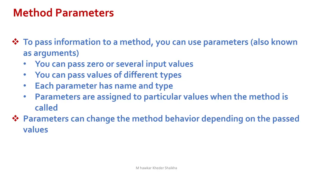 method parameters