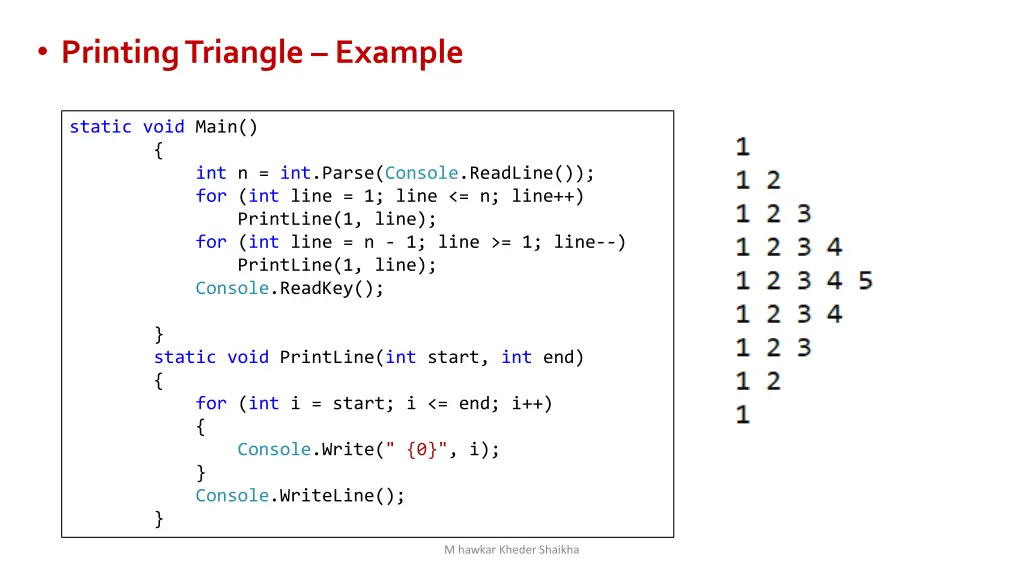 printing triangle example