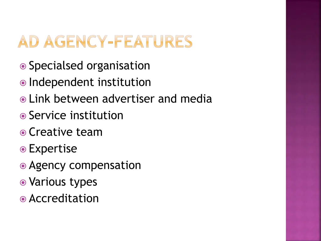 ad agency features
