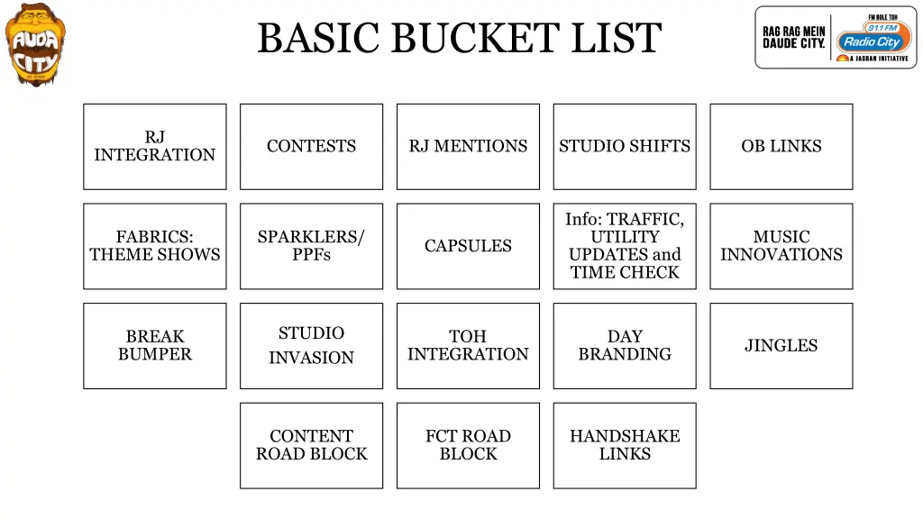 basic bucket list