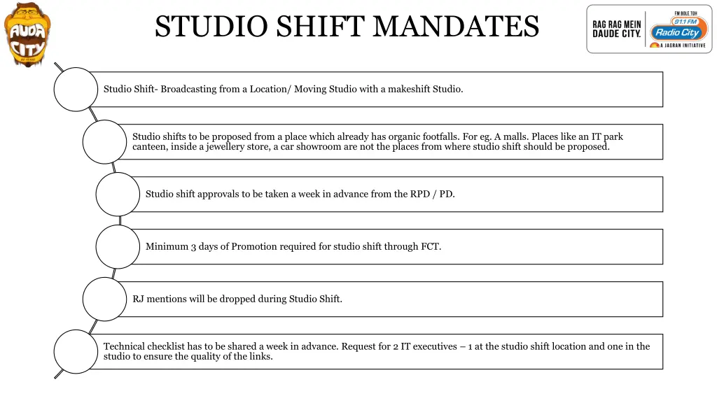studio shift mandates