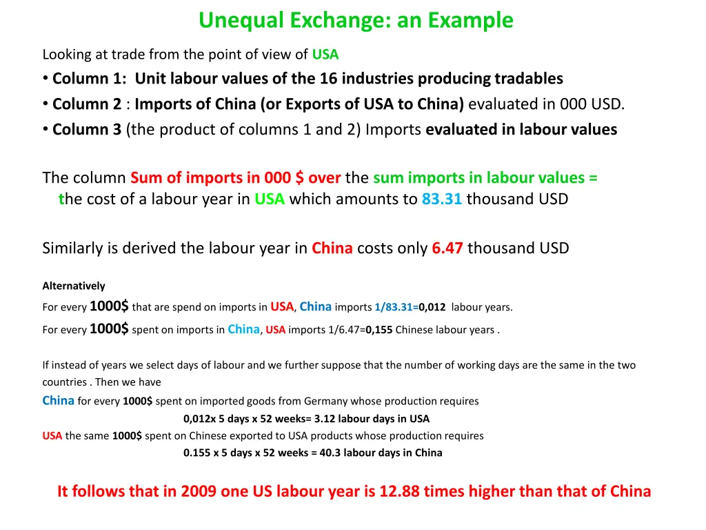 unequal exchange an example