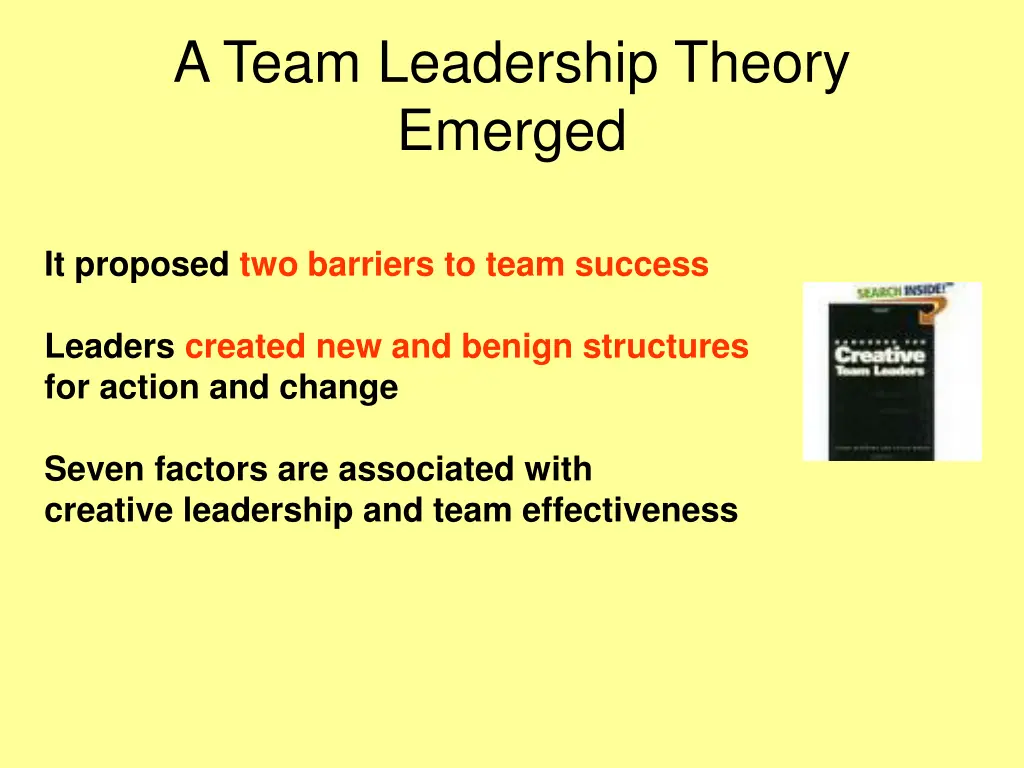 a team leadership theory emerged