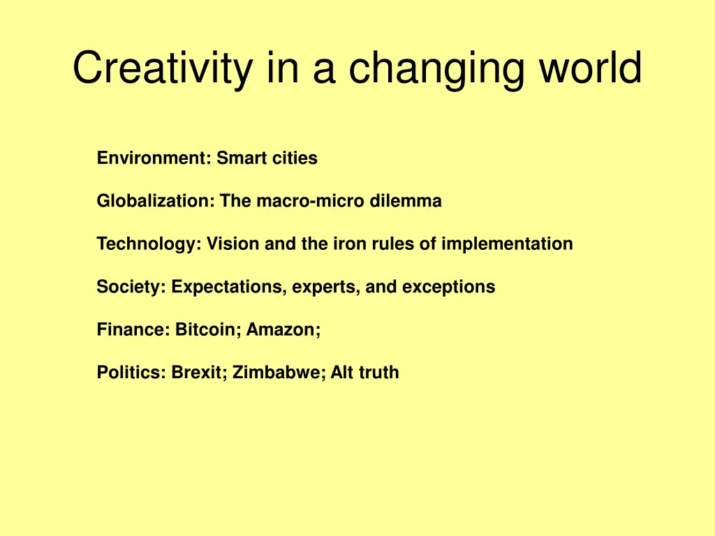 creativity in a changing world