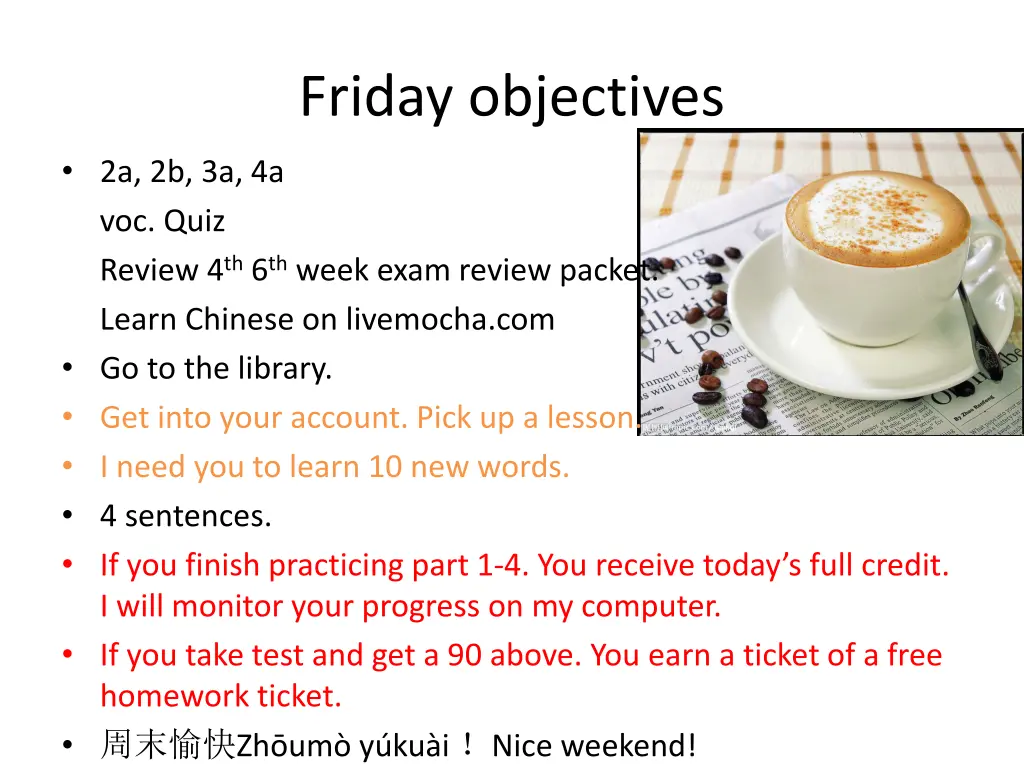 friday objectives