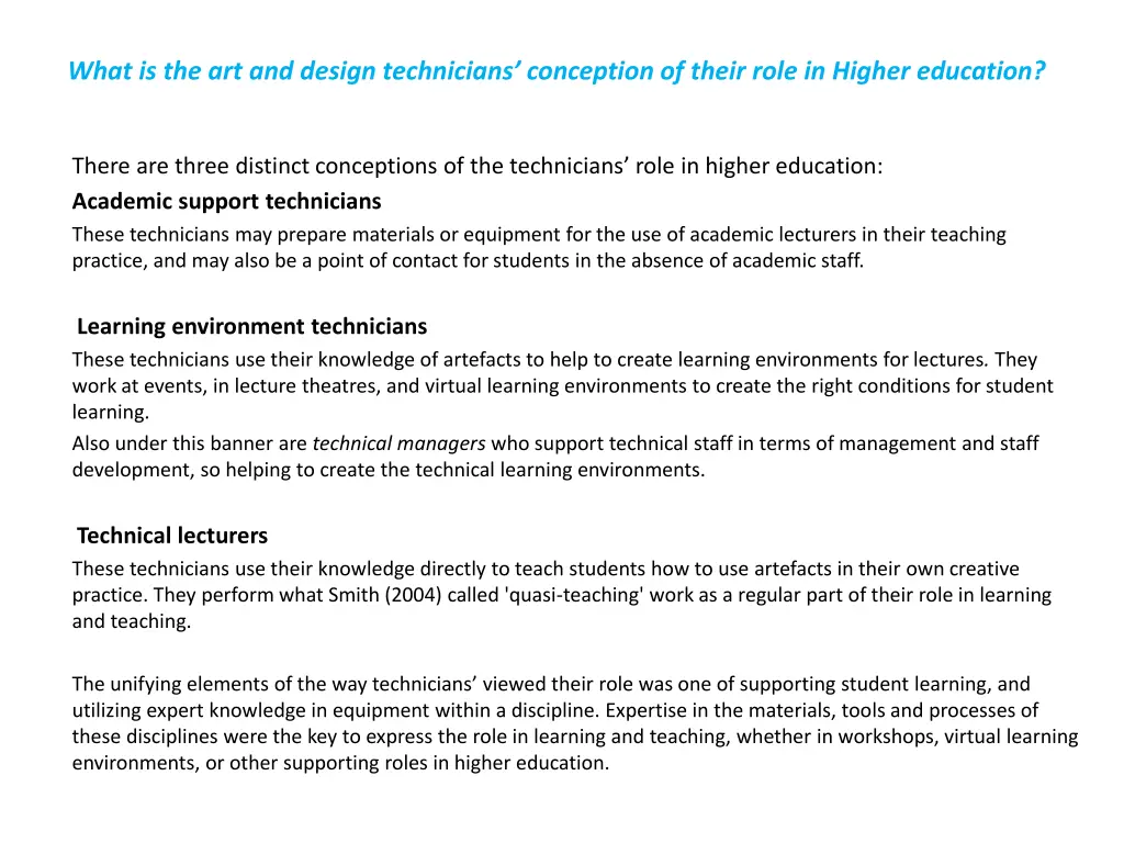 what is the art and design technicians conception