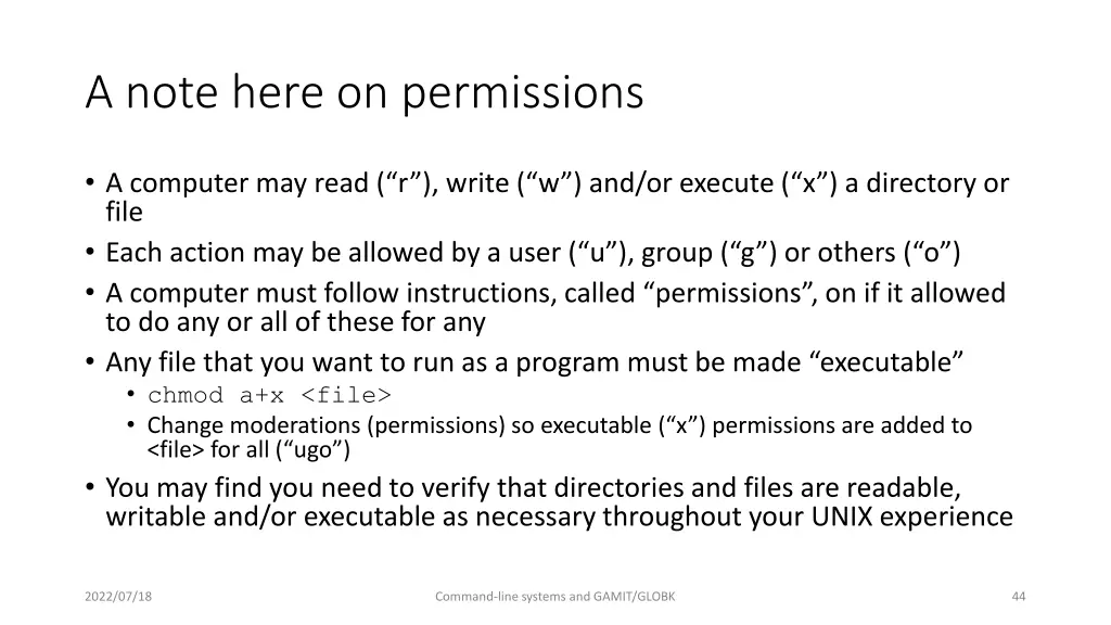 a note here on permissions