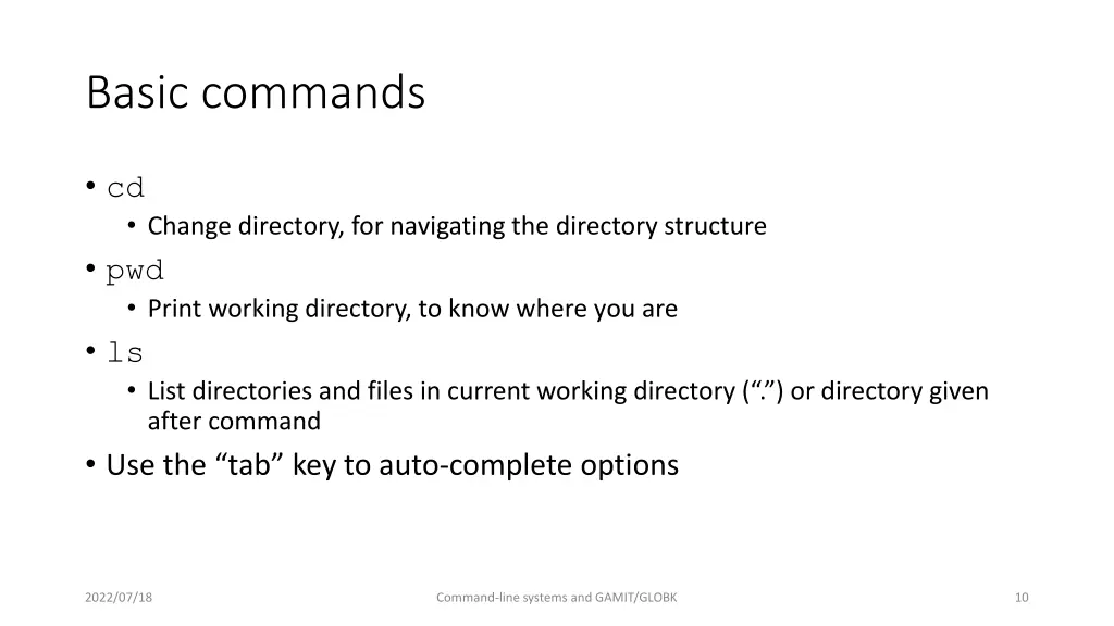 basic commands