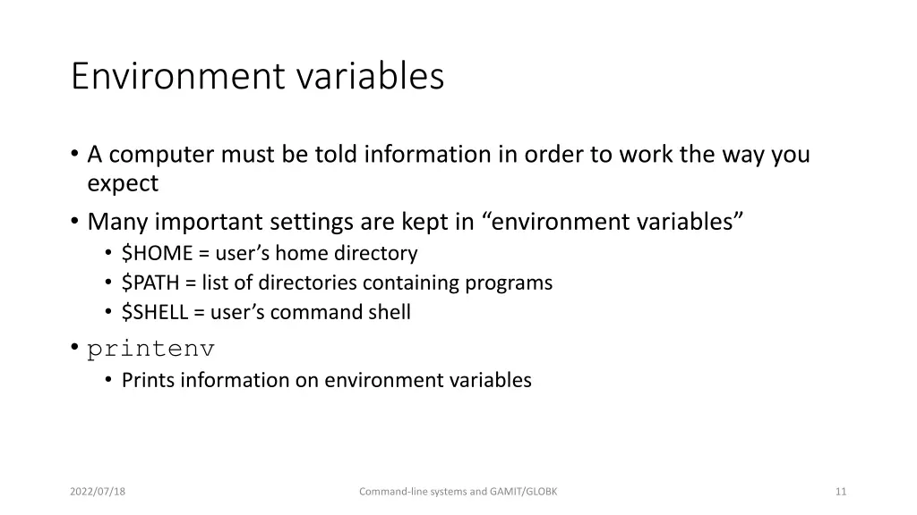 environment variables