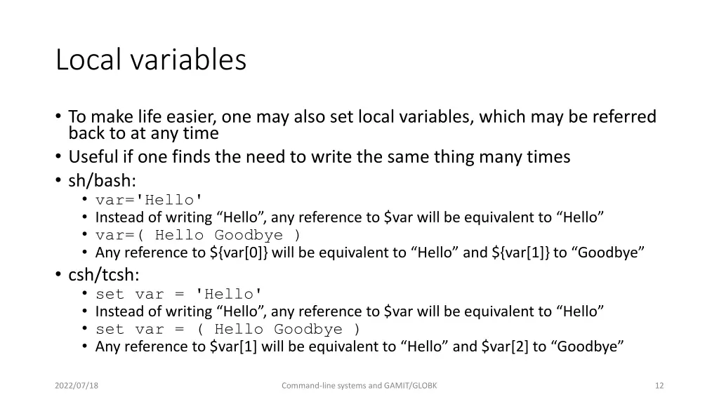 local variables