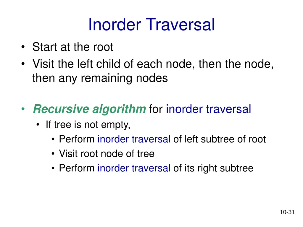 inorder traversal