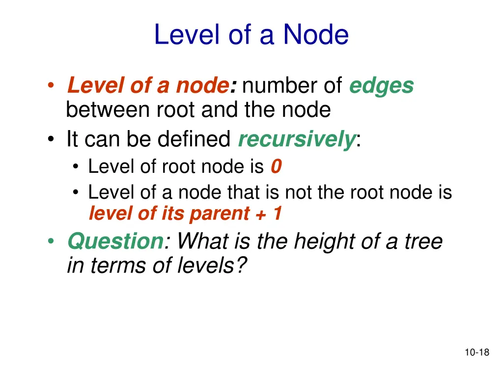 level of a node