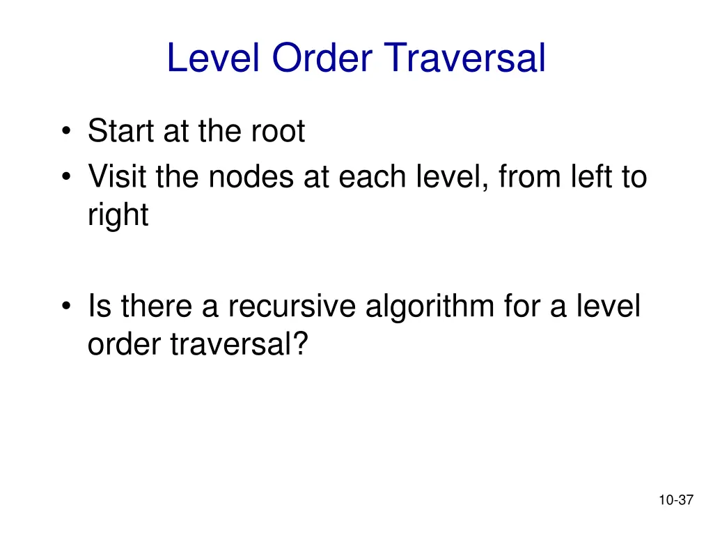 level order traversal