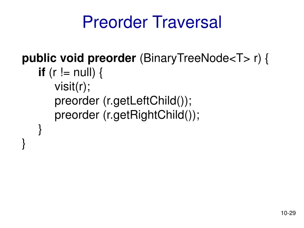 preorder traversal