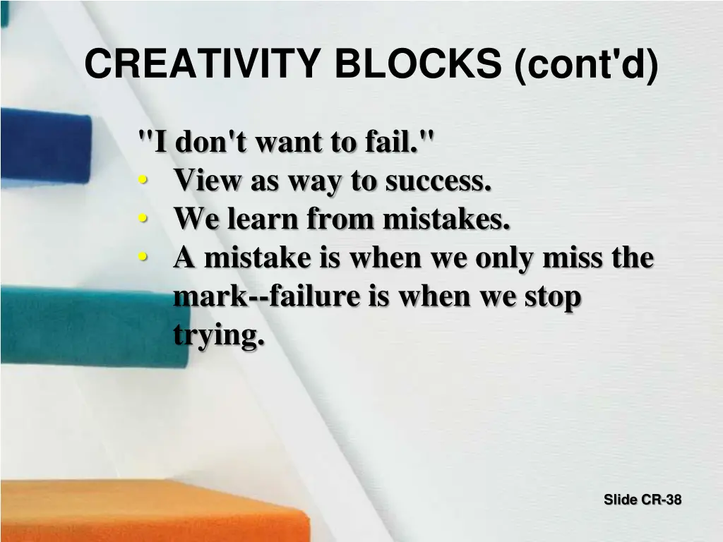 creativity blocks cont d