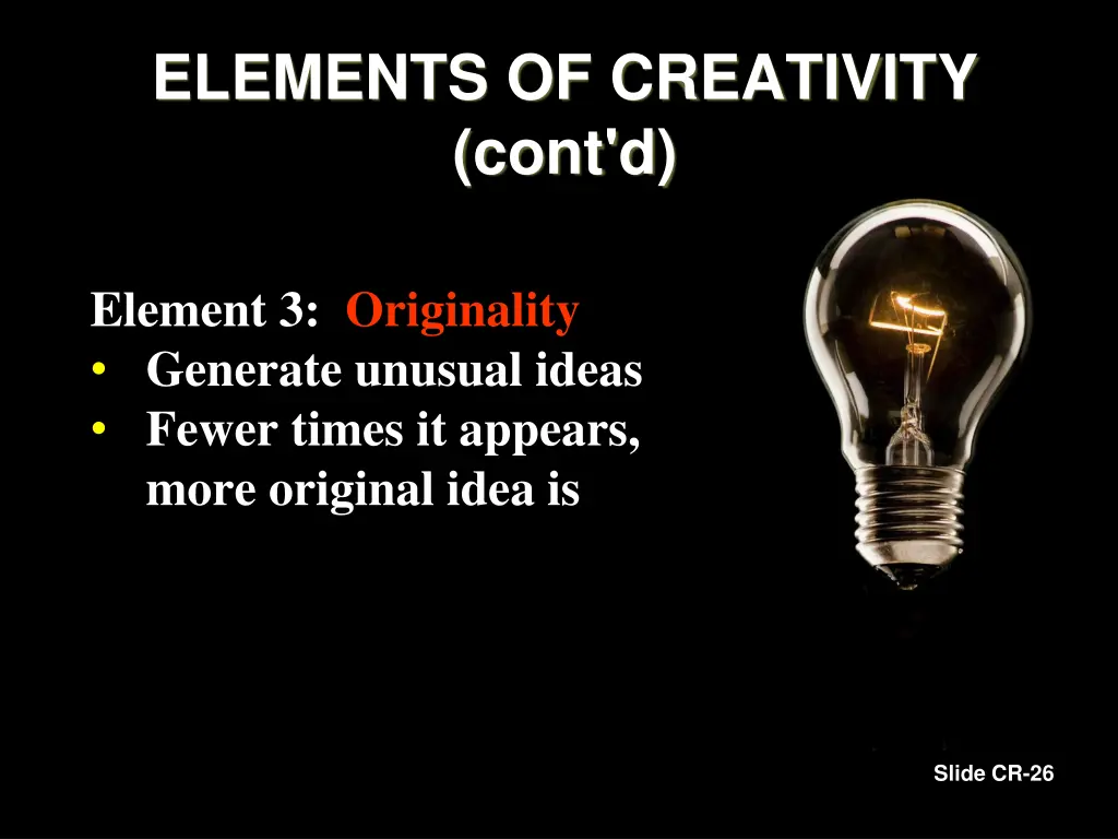elements of creativity cont d 1