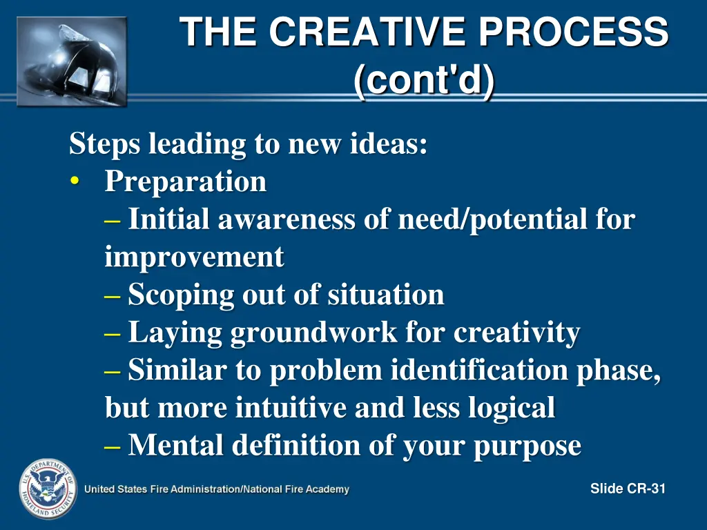 the creative process cont d