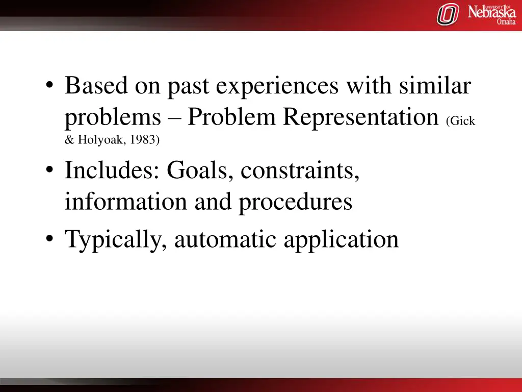 based on past experiences with similar problems