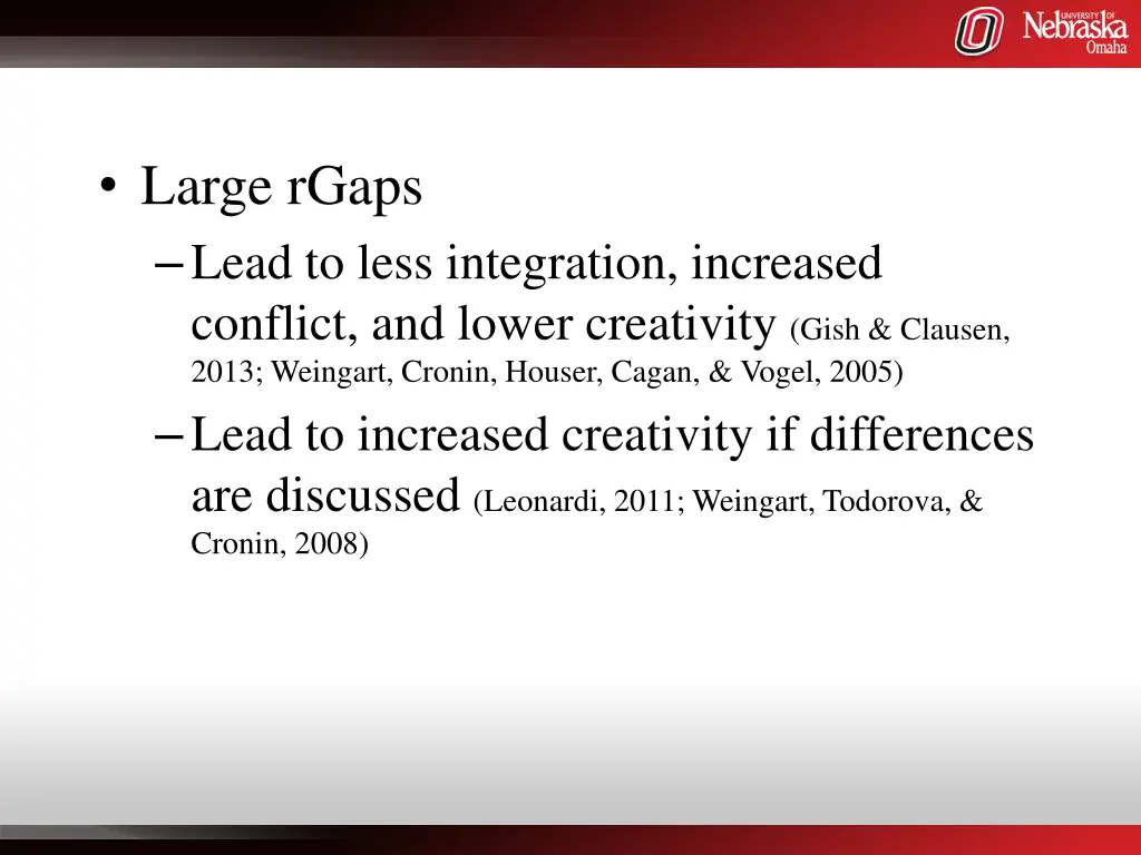 large rgaps lead to less integration increased