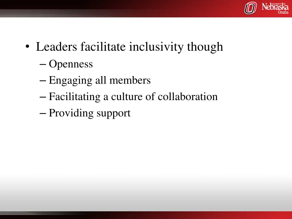 leaders facilitate inclusivity though openness