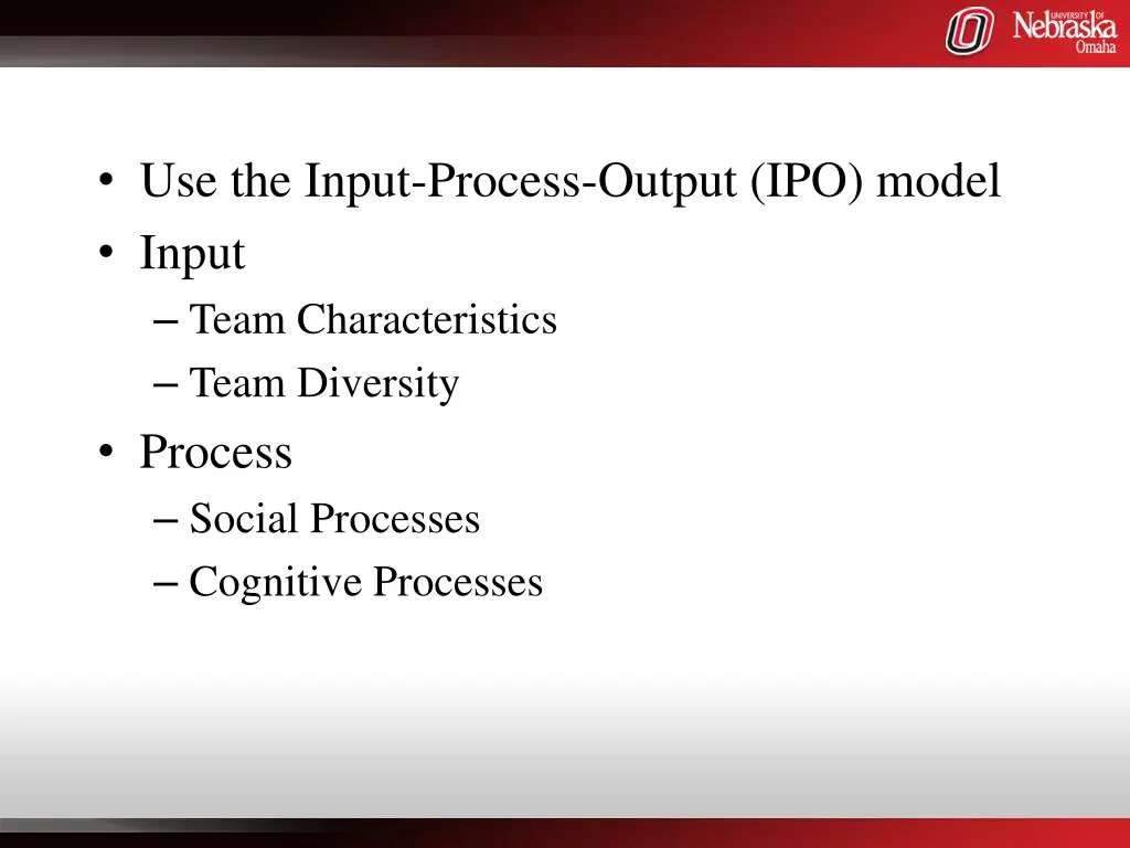 use the input process output ipo model input team