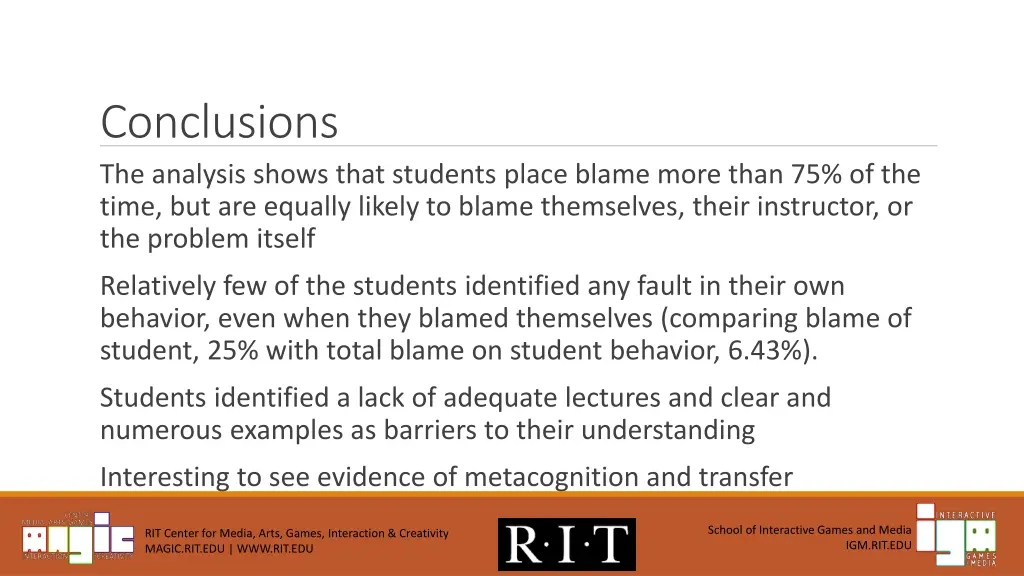 conclusions the analysis shows that students
