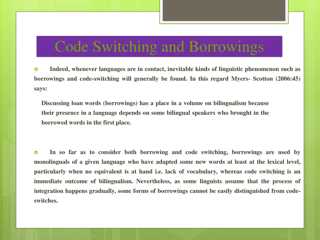 code switching and borrowings