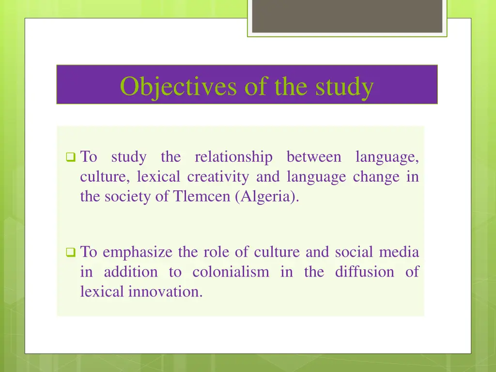 objectives of the study