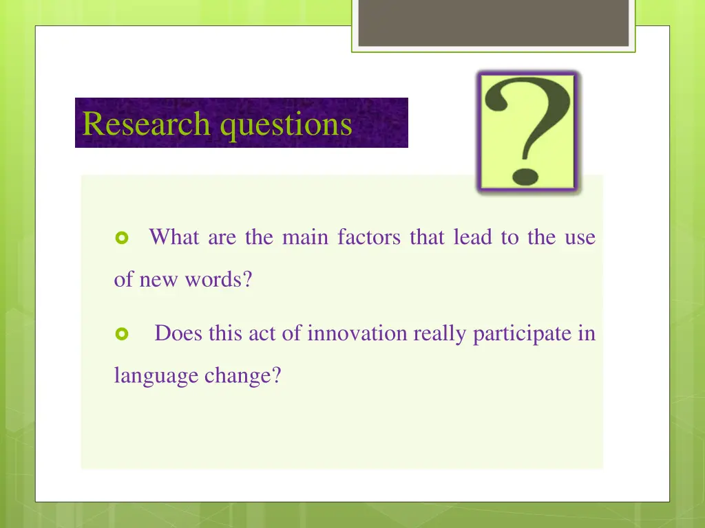 research questions