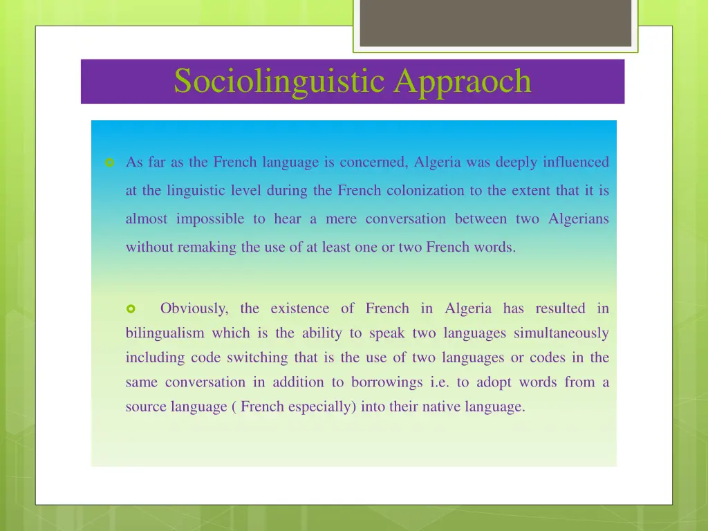 sociolinguistic appraoch